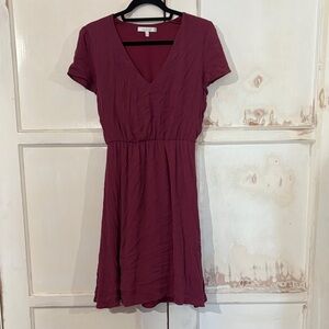Wayf Deep Red V-Neck Mini Dress
